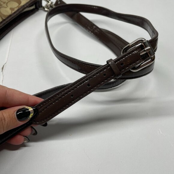 Coach Signature Handbag Purse F29941 Brown Canvas Monogram Crossbody Shoulder - Picture 6 of 10